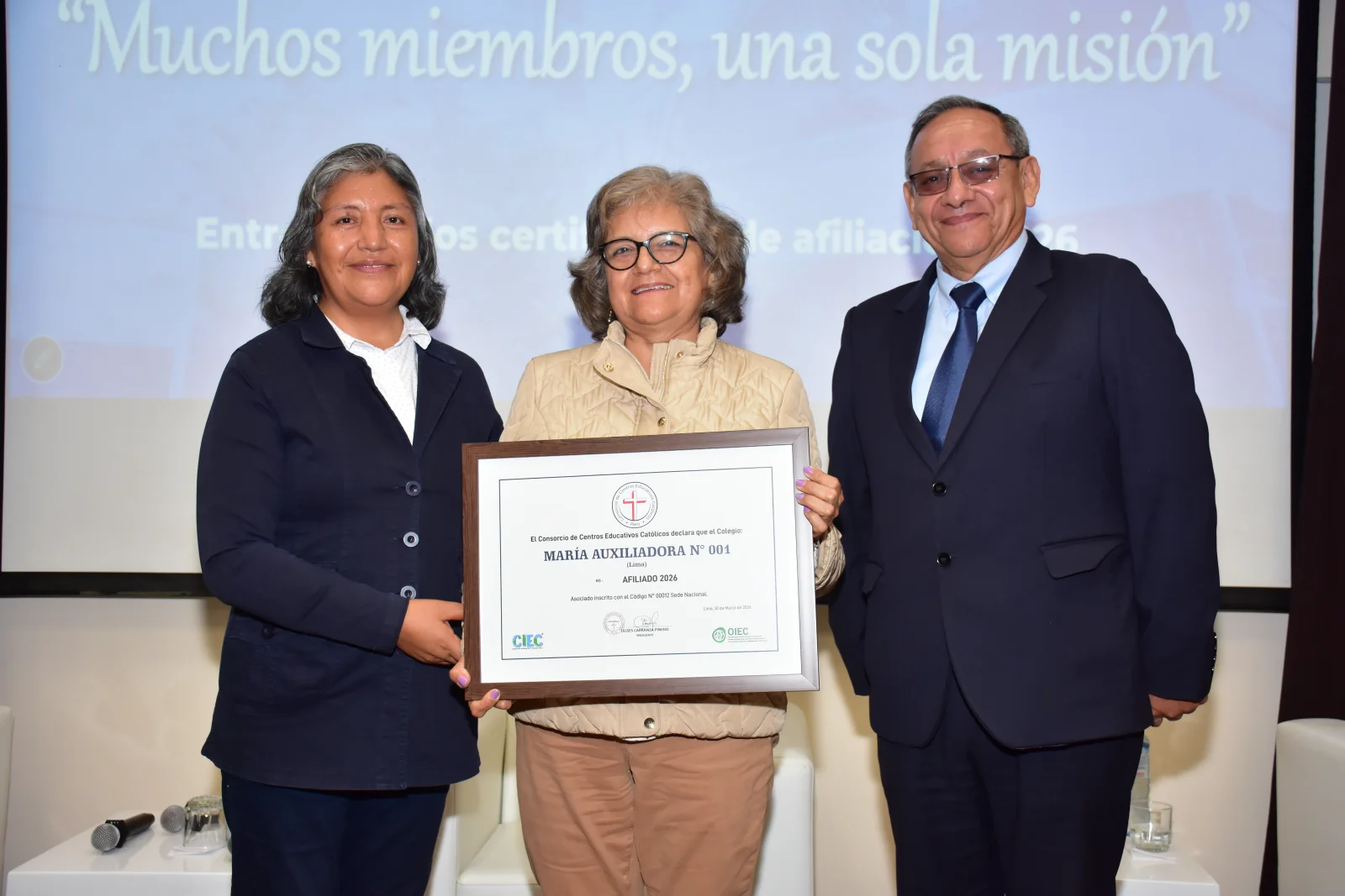Colegio María Auxiliadora N° 001 de Lima recibe su Certificado de Afiliación CCEC 2026